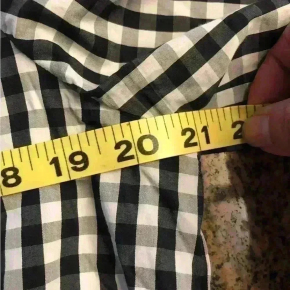 GIBSON black white checkered plaid top Women Large - Picture 4 of 8